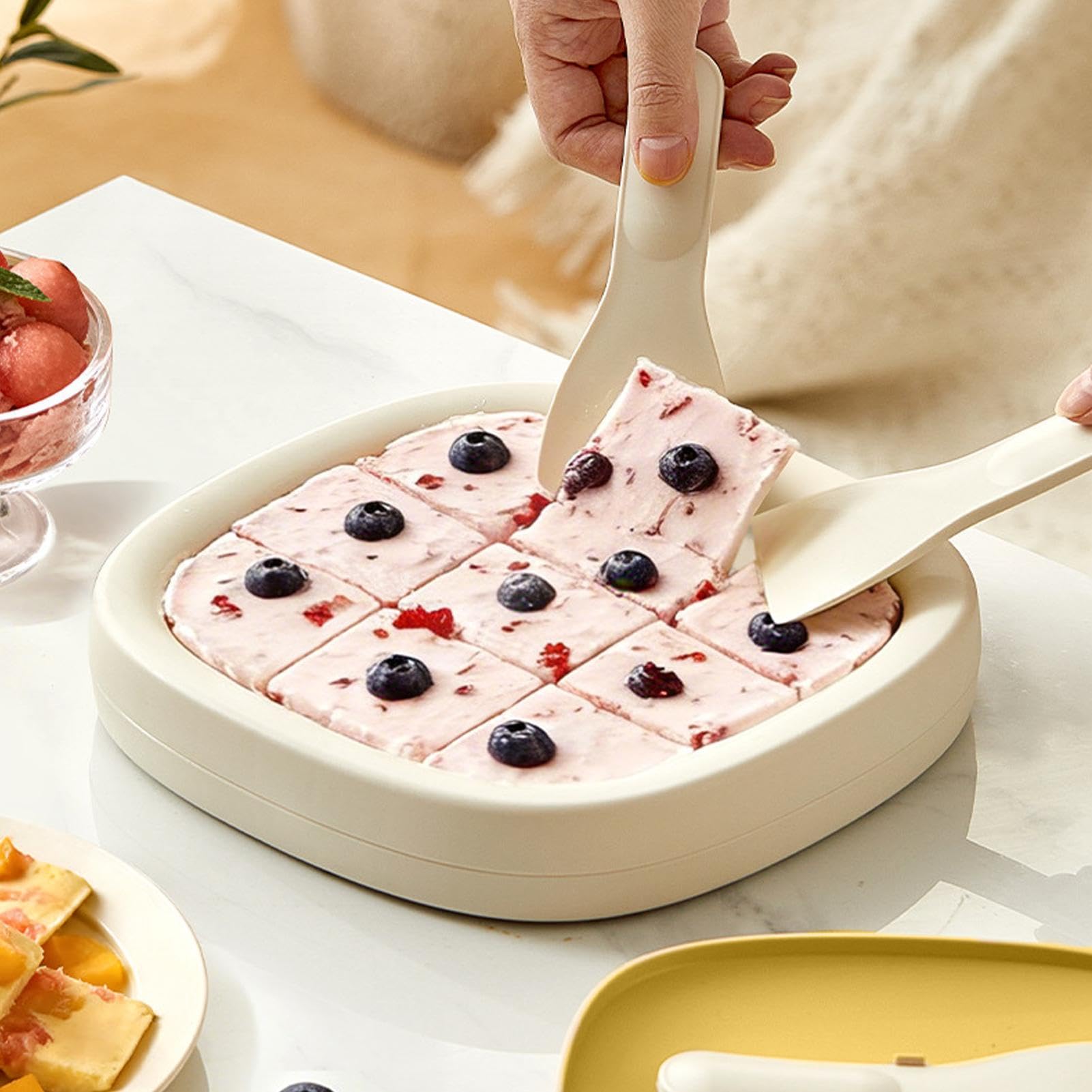 Máquina para hacer helados en rollo, sin necesidad de electricidad, placa fría, máquina para hacer helados enrollados, para el hogar, encimera de niños, cocina, postre, yogur