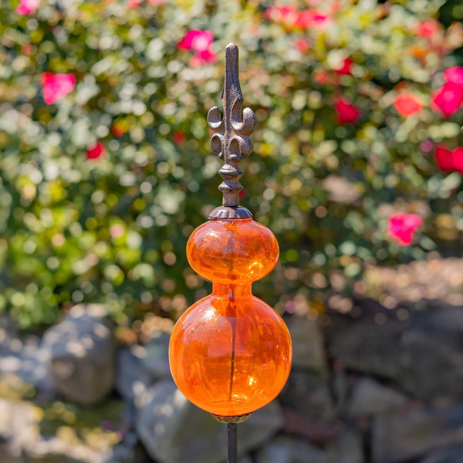 Amazon.com : Zaer Ltd. Colored Blown Glass Garden Stake with Cast