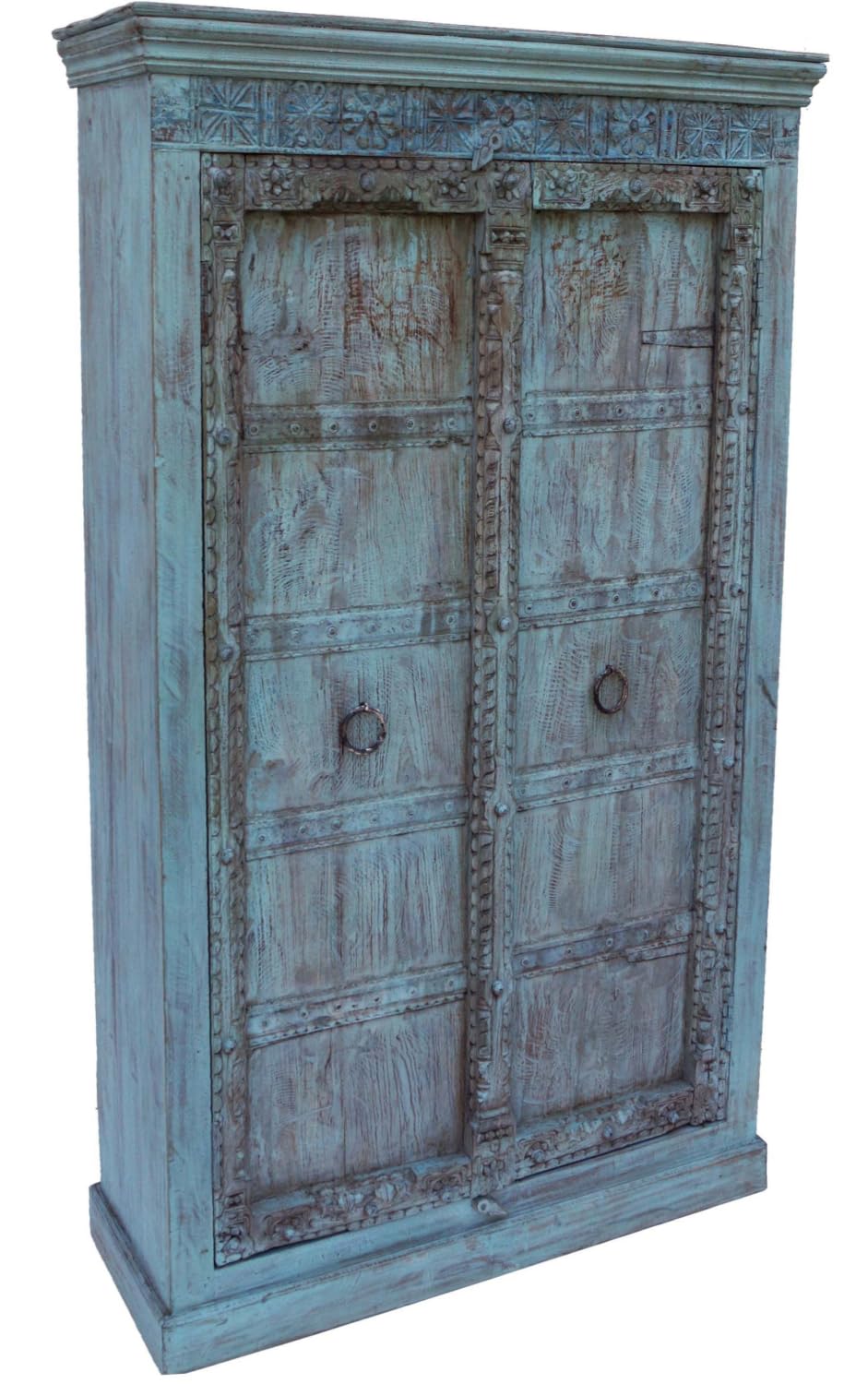 GURU SHOP Szafa na ubrania, lite drewno, styl vintage – model A18, 184 x 115 x 42 cm