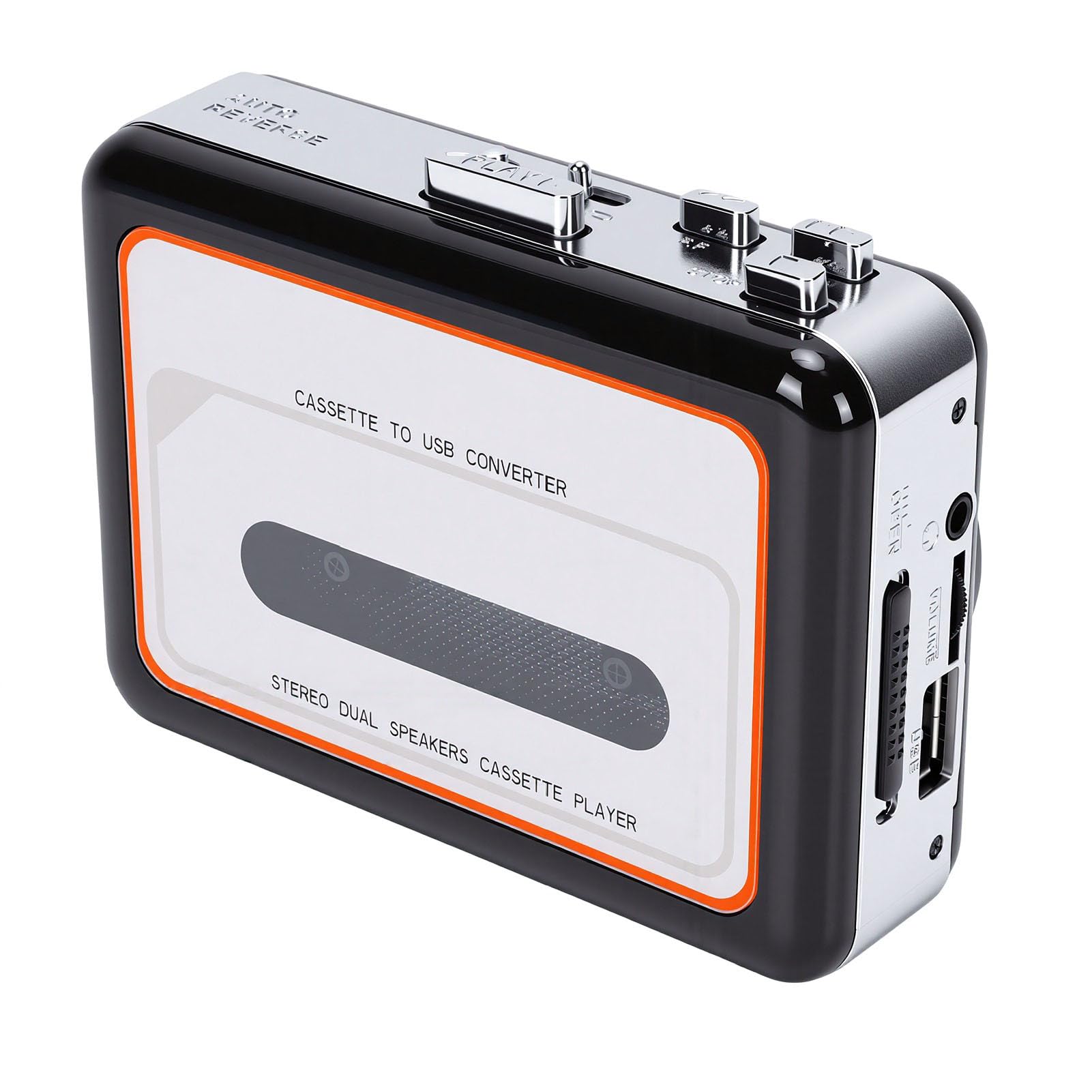 Tonysa Lettore Portatile di Cassette USB, Convertitore MP3 con Doppi Altoparlanti, per Conversione di Cassette in Digitale Tramite USB for Uso Domestico e Registrazione