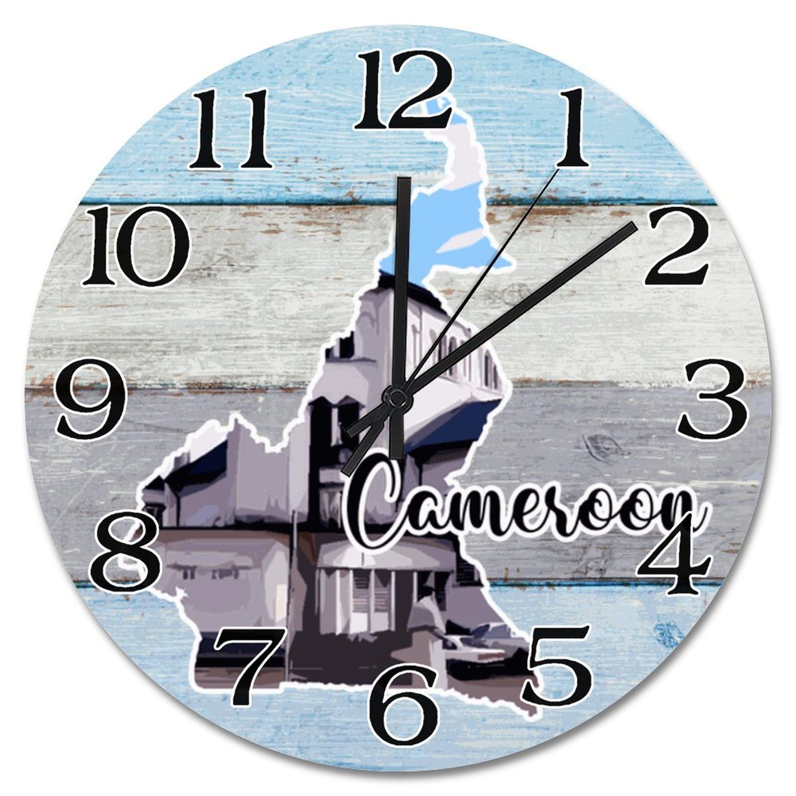 Horloge murale ronde de 38,1 cm deco salon theme Cameroun