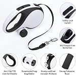 Segarty 16 Ft 360°Tangle-Free Leash with Detachable Poop Bag Holder, Retractable Lead for Dogs up to 66 lbs, 5m Long Walking Leash for Pets Outside with Anti-Slip Handle & One-Handed Brake Pause Lock