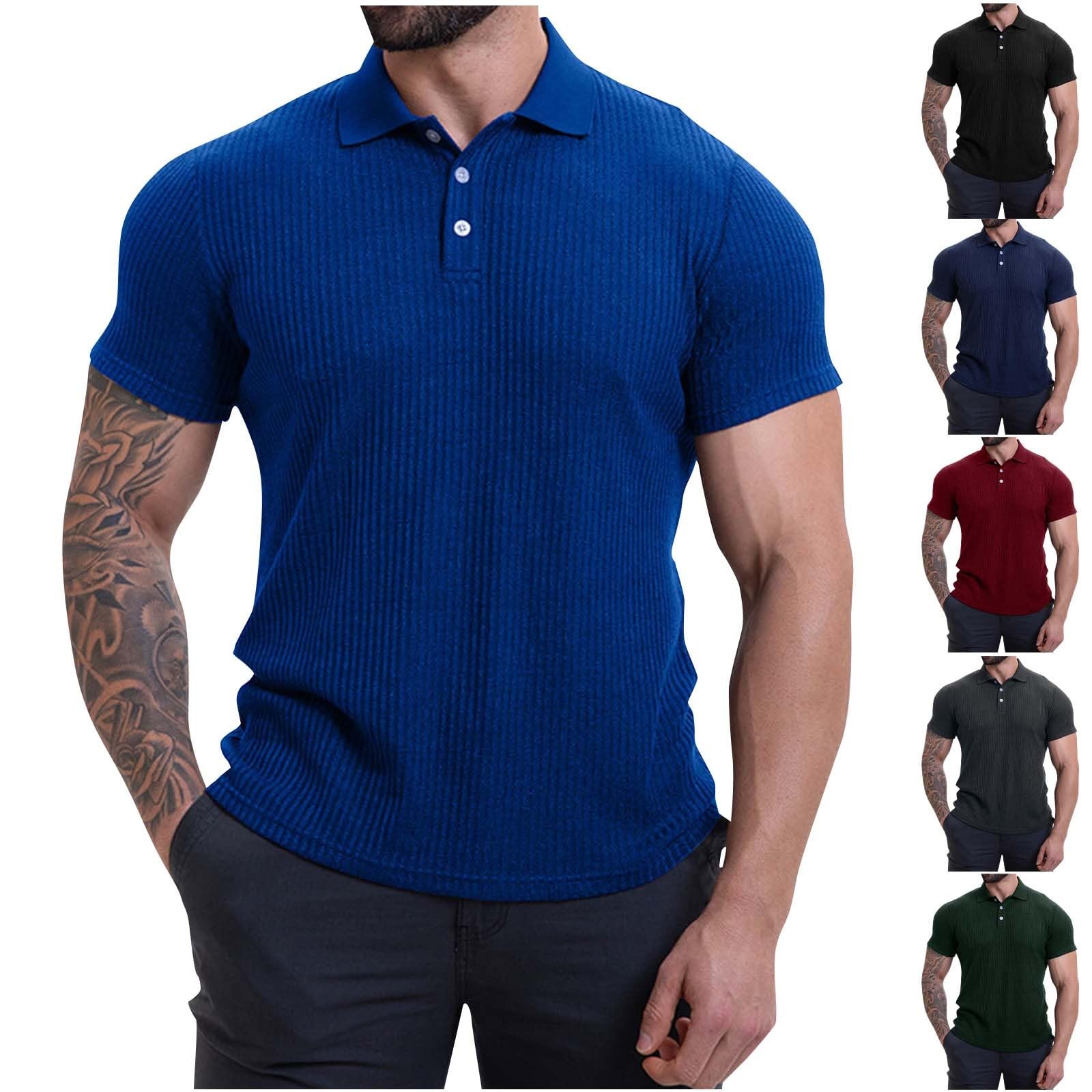 Poloshirt - Camiseta de manga corta con cuello de solapa para hombre, ajuste cómodo, capa base para uso diario