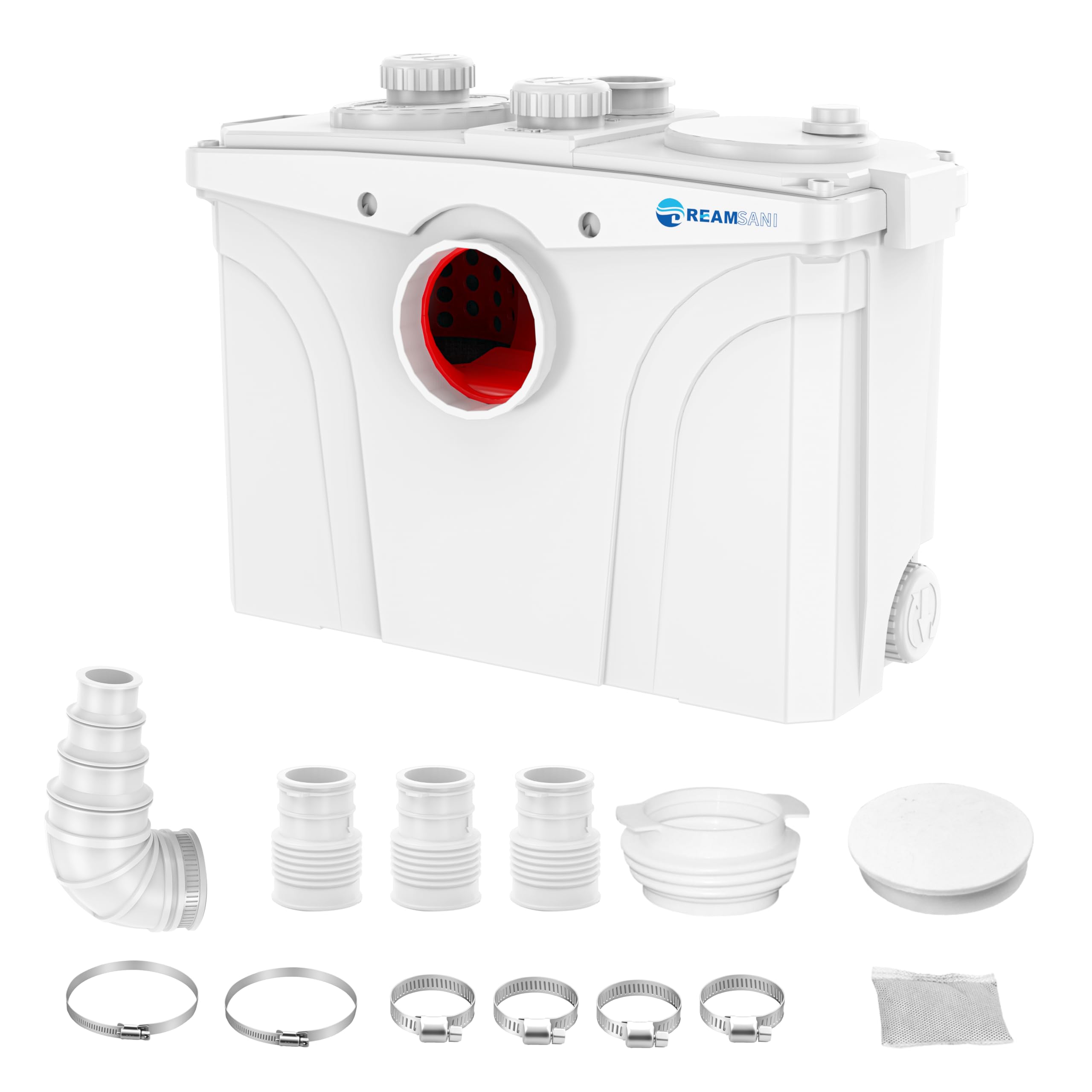 700W Macerator Pump for Macerating Toilet Upflush Waste Water Marine Sewerage Pump with 4 Water Inlets Toilet Disposal Laundry Sink Shower