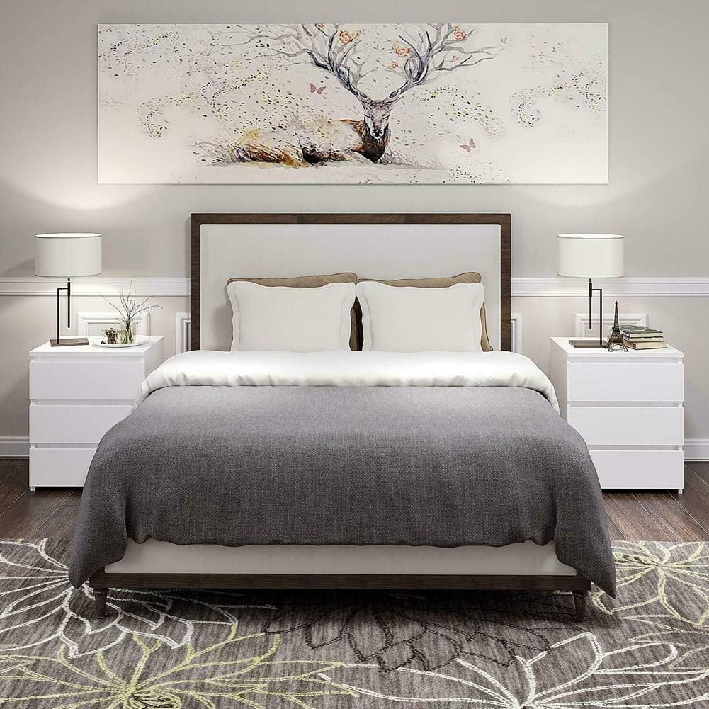 Eclatara ラタンホワイトナイトスタンド 2個セット:頑丈な木製