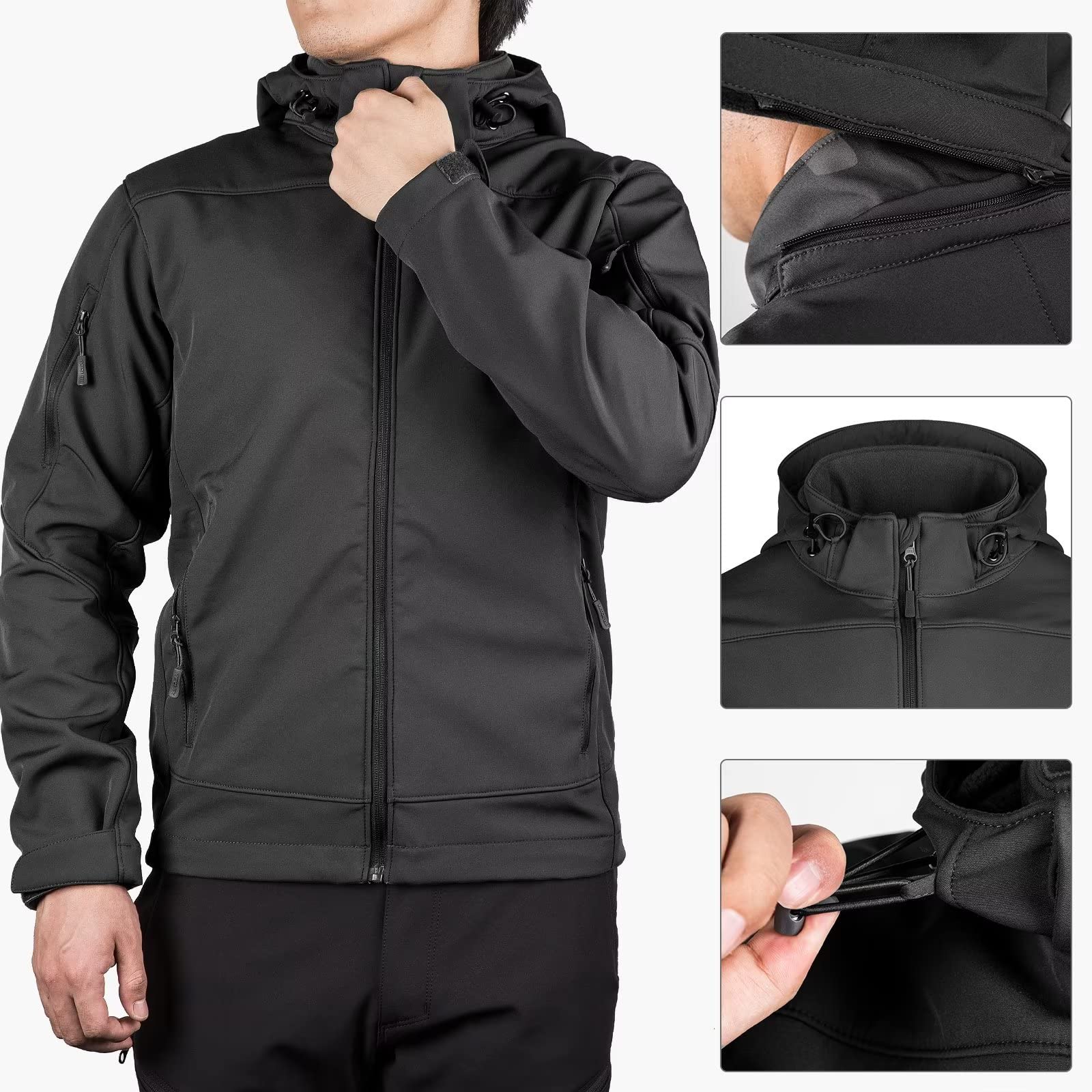 FREE SOLDIER Veste Coupe-vent Multi-poches D'extérieur Veste coupe-vent d'extérieur Homme