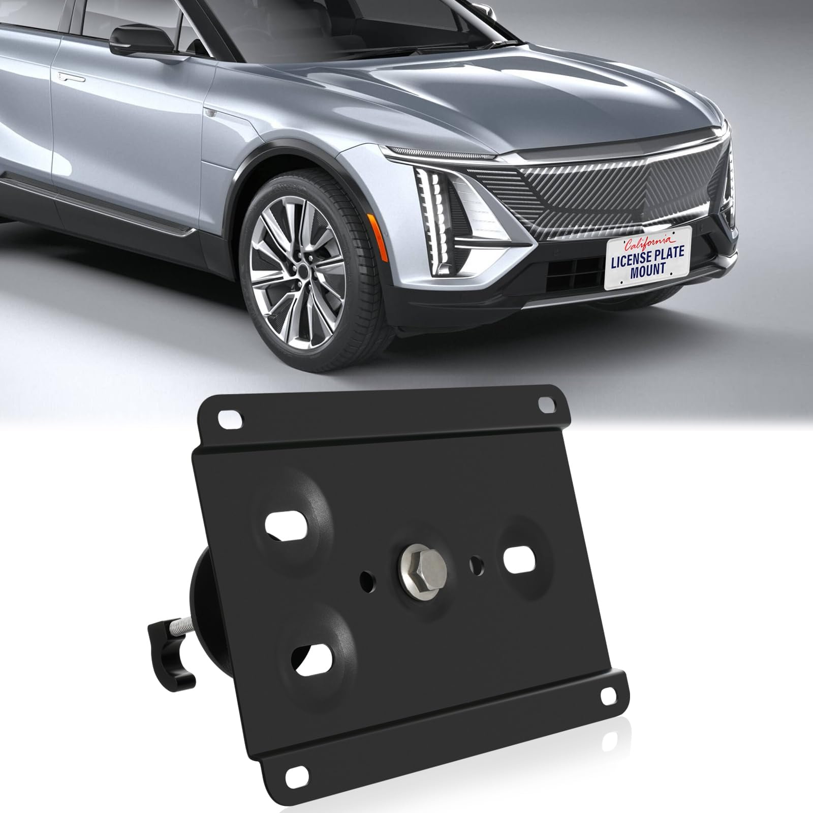 Front Bumper License Plate Mount Compatible with Cadillac Lyriq 2023-2024 No Drill Front Grille License Plate Frame Anti-Theft Bracket Holder Mounting Kit Car Accessories
