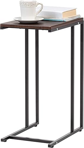 IRIS Mesa auxiliar con marco de madera y metal de Estados Unidos, mesa auxiliar para sofá, refrigerio de café, mesita de noche para dormitorio,