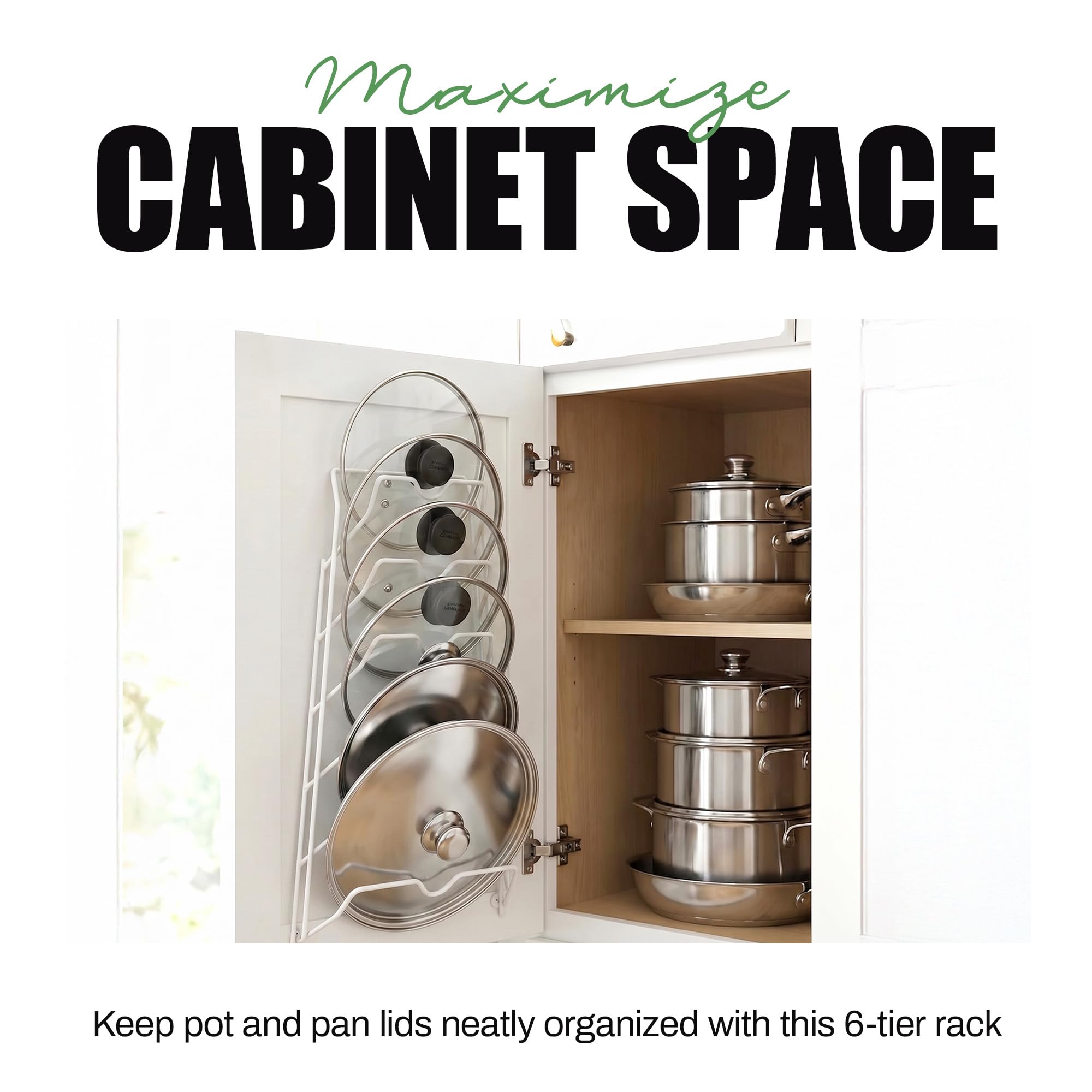 Evelots Étagère de rangement pour 6 couvercles de casseroles