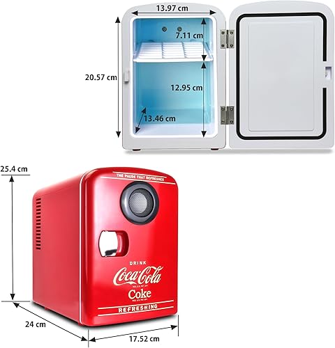 Miniatura 4 de Coca-Cola - Mini refrigerador portátil con altavoz Bluetooth de 12 V, cables de alimentación CACC incluidos, altavoz compacto y enfriador