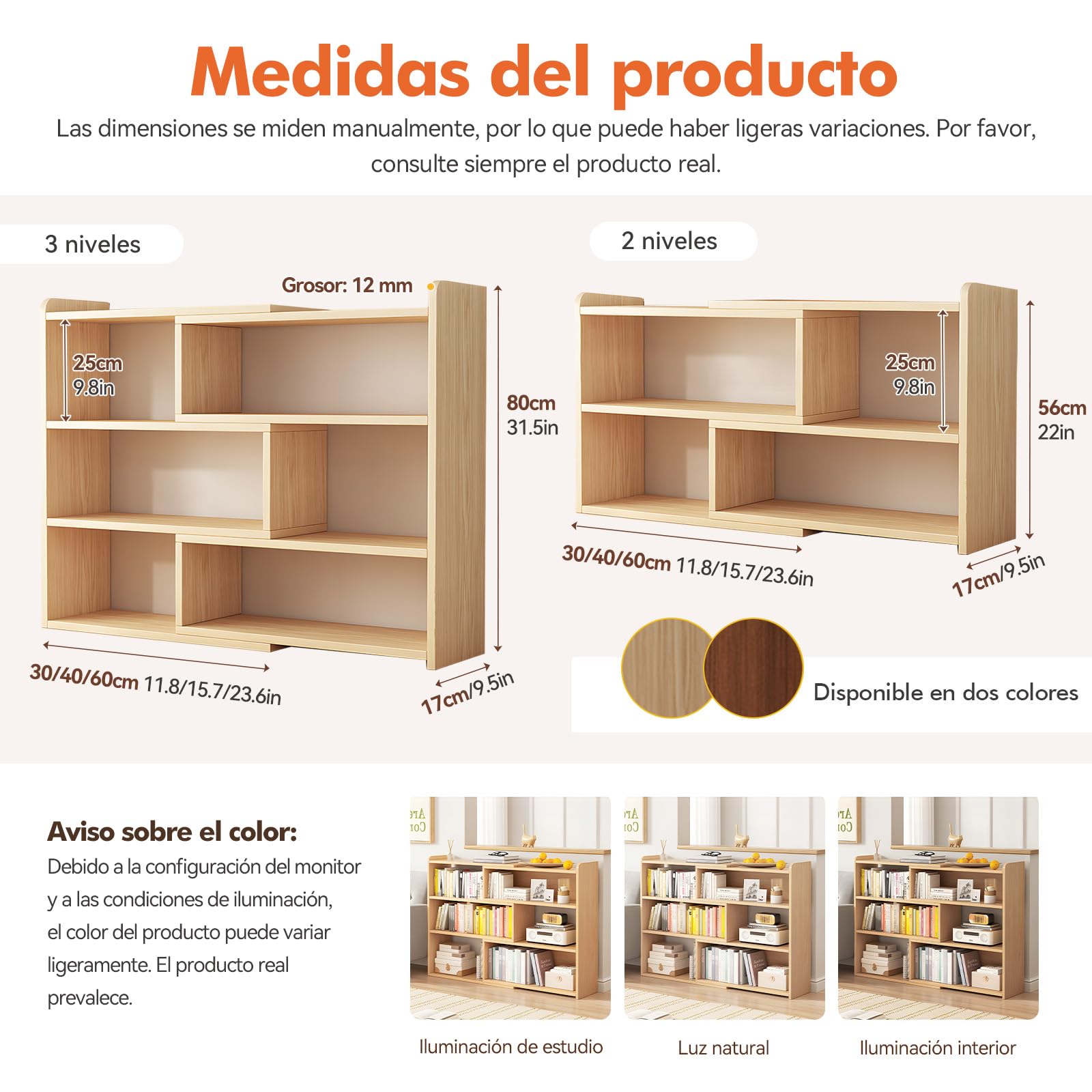 Estanteria Libros de Madera, Ajustable Libreria, Independiente Libreria Infantil, Ahorra Espacio, 3 Formas de Colocar los Muebles, Estantería Libros para Hogar, Oficina, Corredor