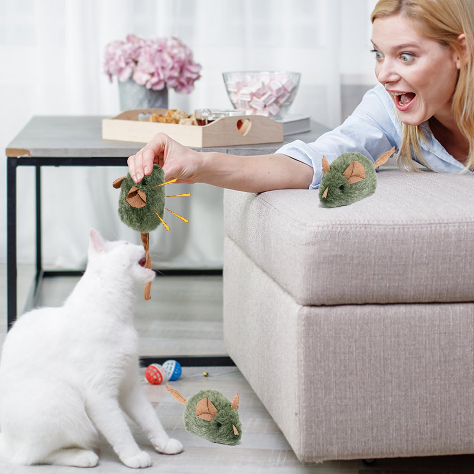 2 piezas gatos juguetes gatitos juguetes interactivos para gatos, ratón eléctrico para gatos, juguete de felpa, ratón, juguete de gatito, juguete para gatos, juguete para gatos, ratón eléctrico de