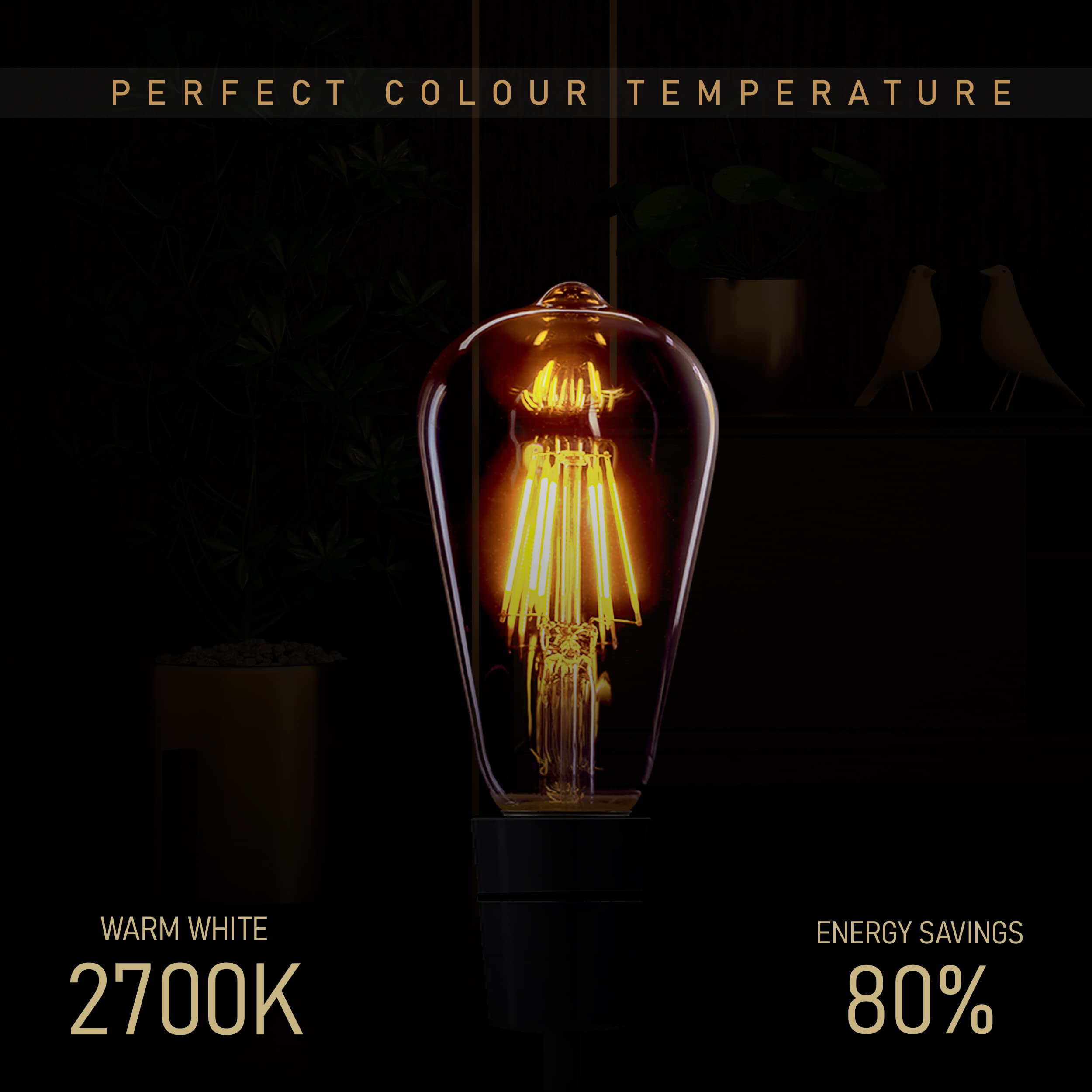 10er Pack E27 LED Edison Dimmbar Vintage Bernsteinglas Warmweiß 2700K Glühbirnen Ideal für Heimdekoration, Pendelleuchten, Kronleuchter, Restaurant- und Barbeleuchtung Bernsteinlicht