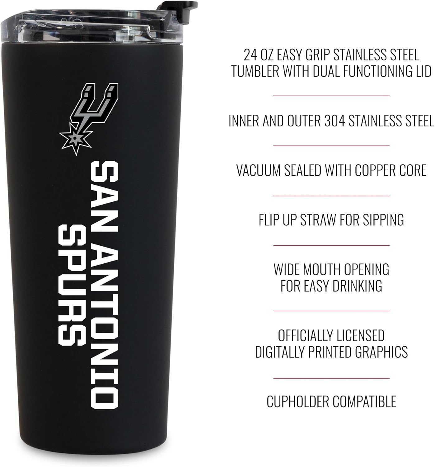 Rico Industries NBA Basketball Philadelphia 76ers Royal Blue 24oz Stainless Steel Tumbler with Lid and Dual Functioning Lid - Image 6