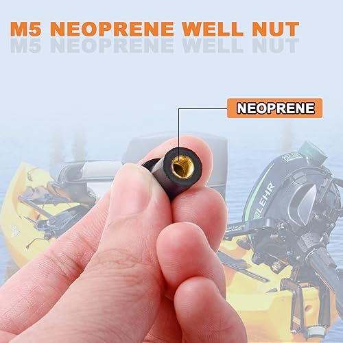 Miniatura 4 de Waziaqoc Tuerca de pozo de neopreno M5 con tornillo Pozi de acero inoxidable (M5 x 0.984 in), kit de tuercas de pozo de latón para motocicleta,
