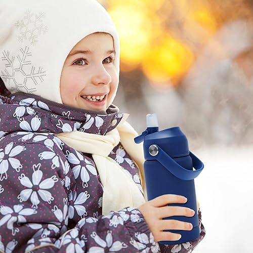 Miniatura 7 de Botella de agua aislada para niños de 12 onzas, vaso a prueba de fugas con tapas para pajitas, botellas de agua para niños y niñas, botella de acero