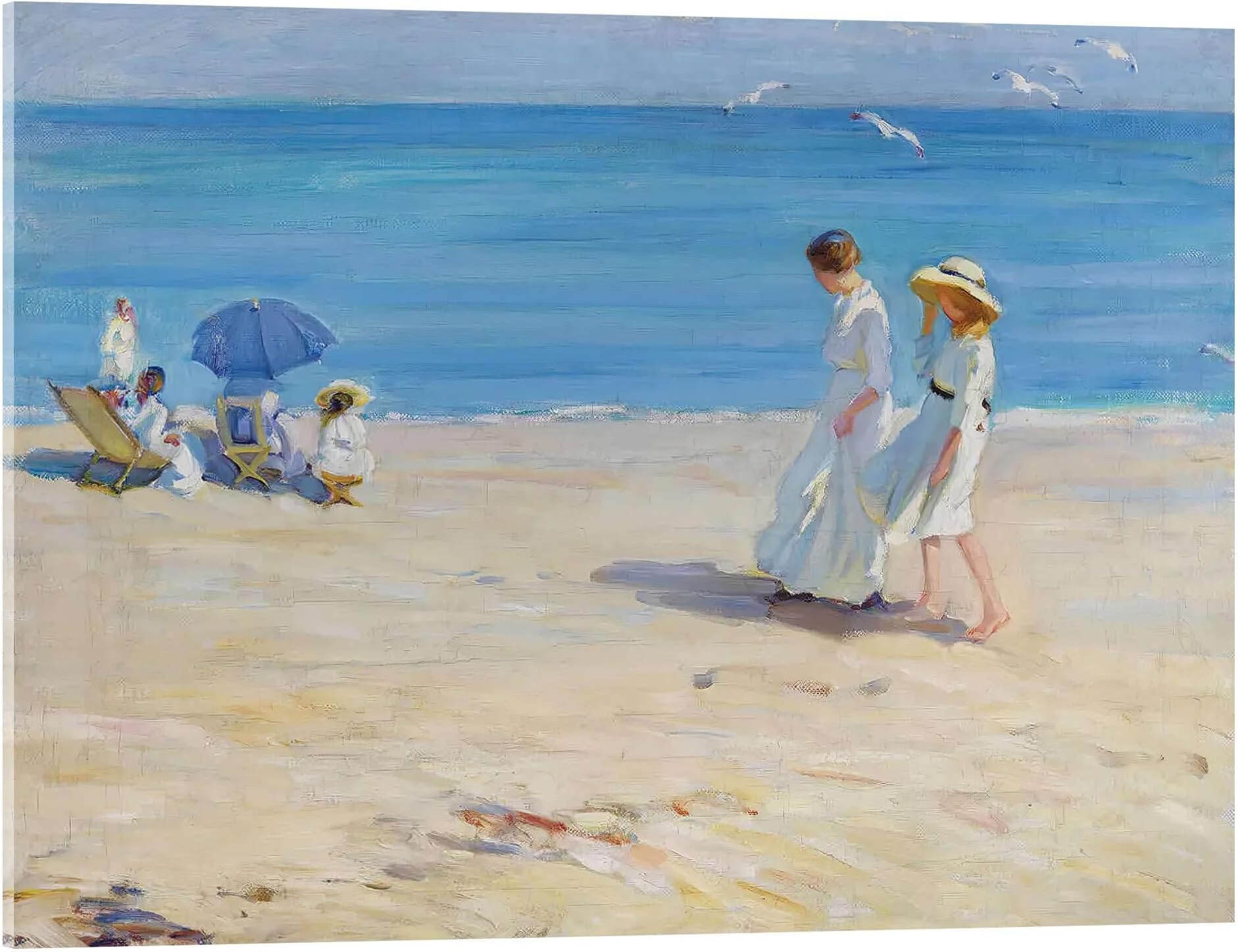 Posterlounge Blue sea on the beach of Saint Malo Acrylic print by Helen Galloway McNicoll 40 x 30 cm Blue Wall art Wall decor