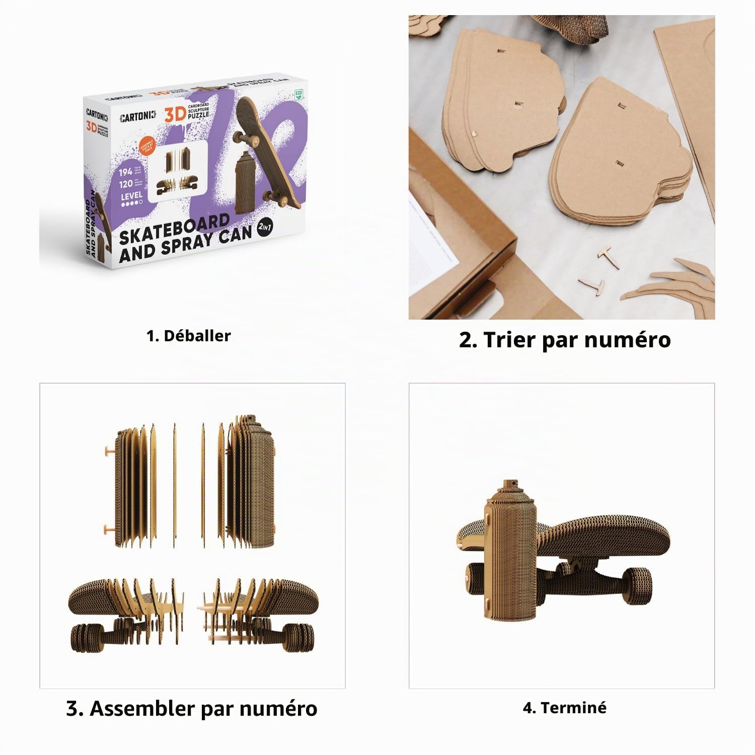 Skateboard Puzzle 3D en Carton – Coffret 2 Maquettes