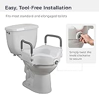 Vista 4 de Drive Medical RTL12027RA Asiento elevado para inodoro con brazos acolchados extraíbles, asiento estándar