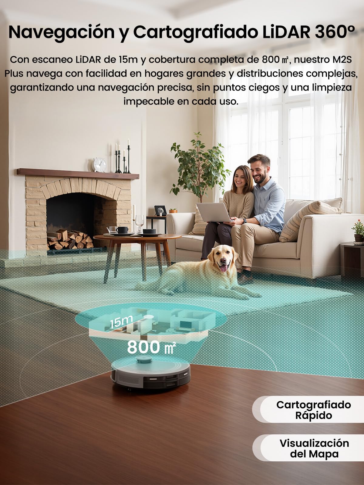 Lefant M2S Plus Robot Aspirador y Fregasuelos 10 000pa, 240min, Autolimpieza 75 Días, Navegación LiDAR dToF, Evasión Obstáculos PSD 190°, Mapeo Inteligente Aspiradora Robot, App/Alexa/Iwatch, Gris