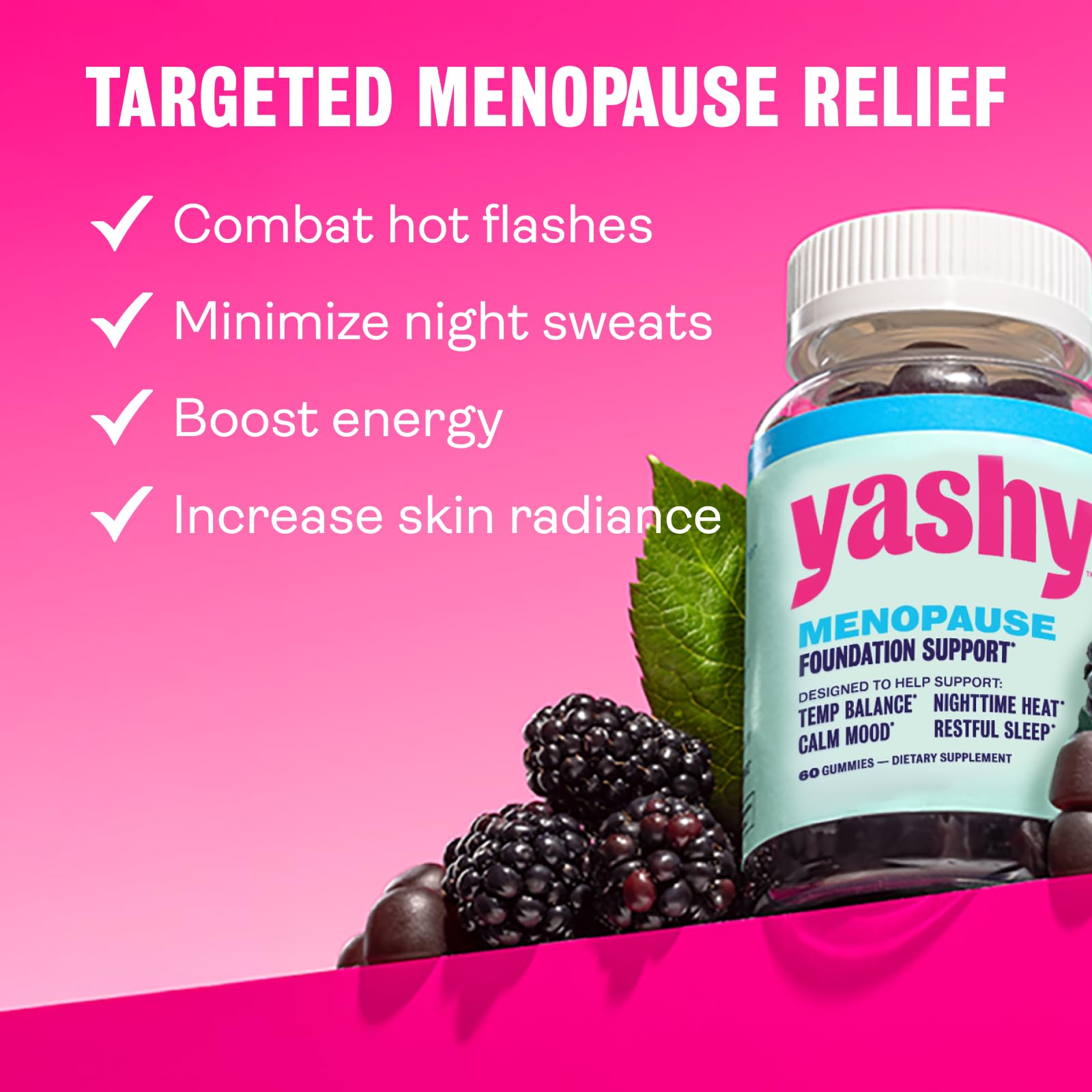 Gummies for Menopause | Hormone-Free Supplements for Women | Clinically Backed | 30 Servings | Helps Alleviate Hot Flashes, Night Sweats, & Mood Swings | Supports Libido | BlackBerry Flavor