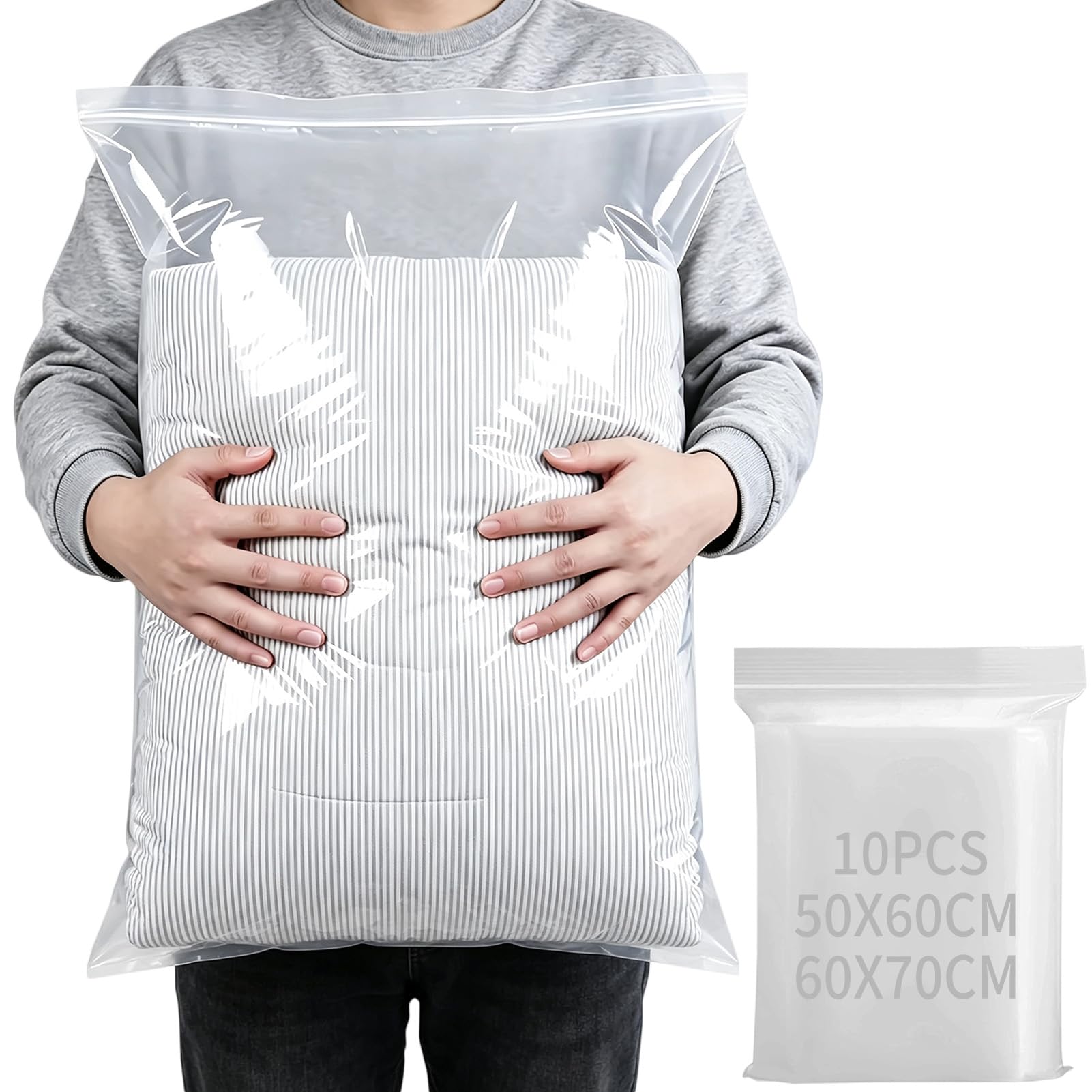 HIGA-JKL 10PCS Resealable Clear Plastic Bags 50x60cm 60x70cm Storage Bag