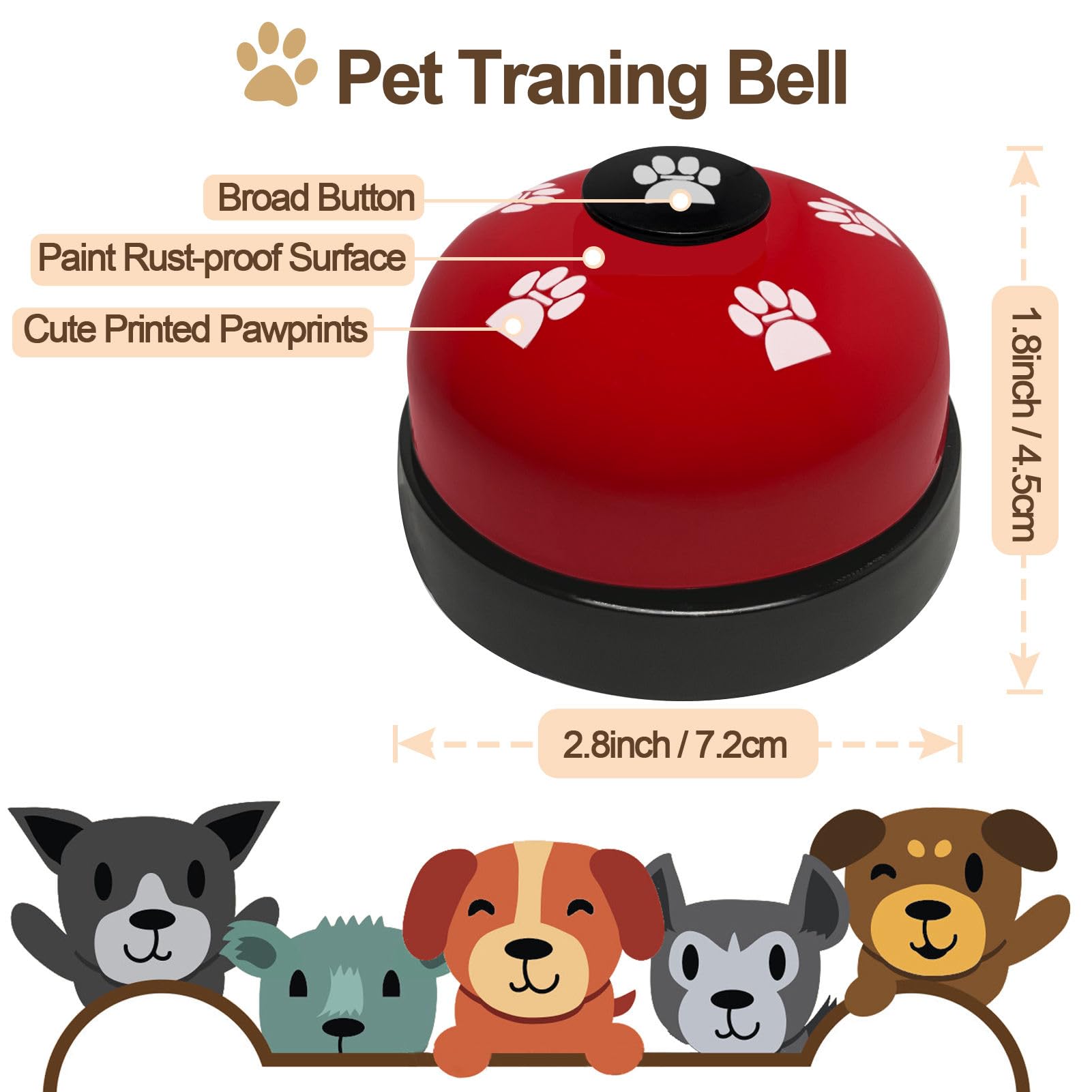 KEXIAVA 2 Pcs Dog Bells Toilet Training Dog Doorbell Dog Training Bell for Puppy Potty Adjustable Strap Dog Door Bell and Communication Device Dog Bell Cat Puppy Interactive Bell (Red) - Image 4