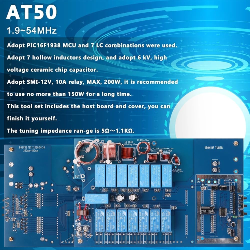AT50 150W 1.9-54MHz HF Shortwave Automatic Antenna Tuner with Housing Assembled ATU100 ATU-100 Serious