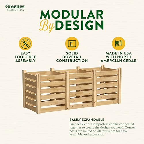 Miniatura 4 de Greenes Fence Compostador de madera de cedro, 24 pulgadas de ancho x 48 pulgadas de largo x 31 pulgadas de alto154.6 galones - Fabricado en Estados