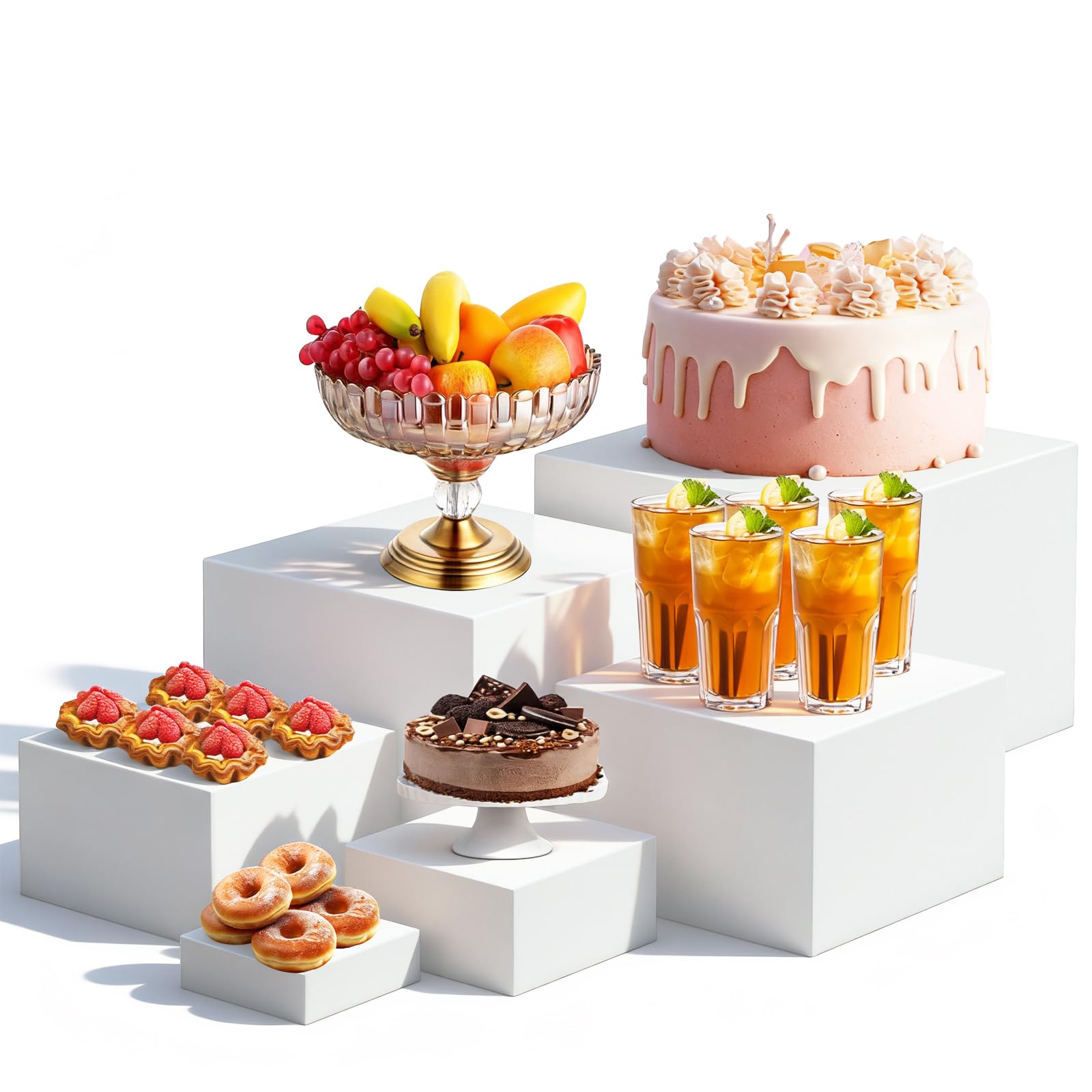 Présentoir blanc avec fond creux en acrylique pour sublimer votre buffet de mariage en famille