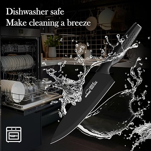 Miniatura 7 de Juego de cuchillos de cocina de 15 piezas con bloque de afilador integrado, apto para lavavajillas, juego de bloques de cuchillos de acero