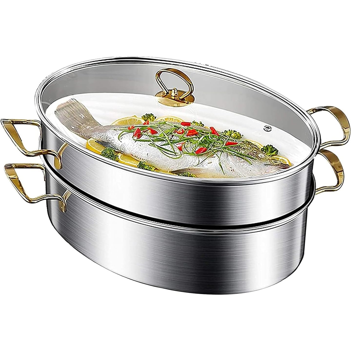 NobeOnbe Elliptical stainless steel fish steamer, steaming fish soup pot, boiling soup pot, induction cooker special pot