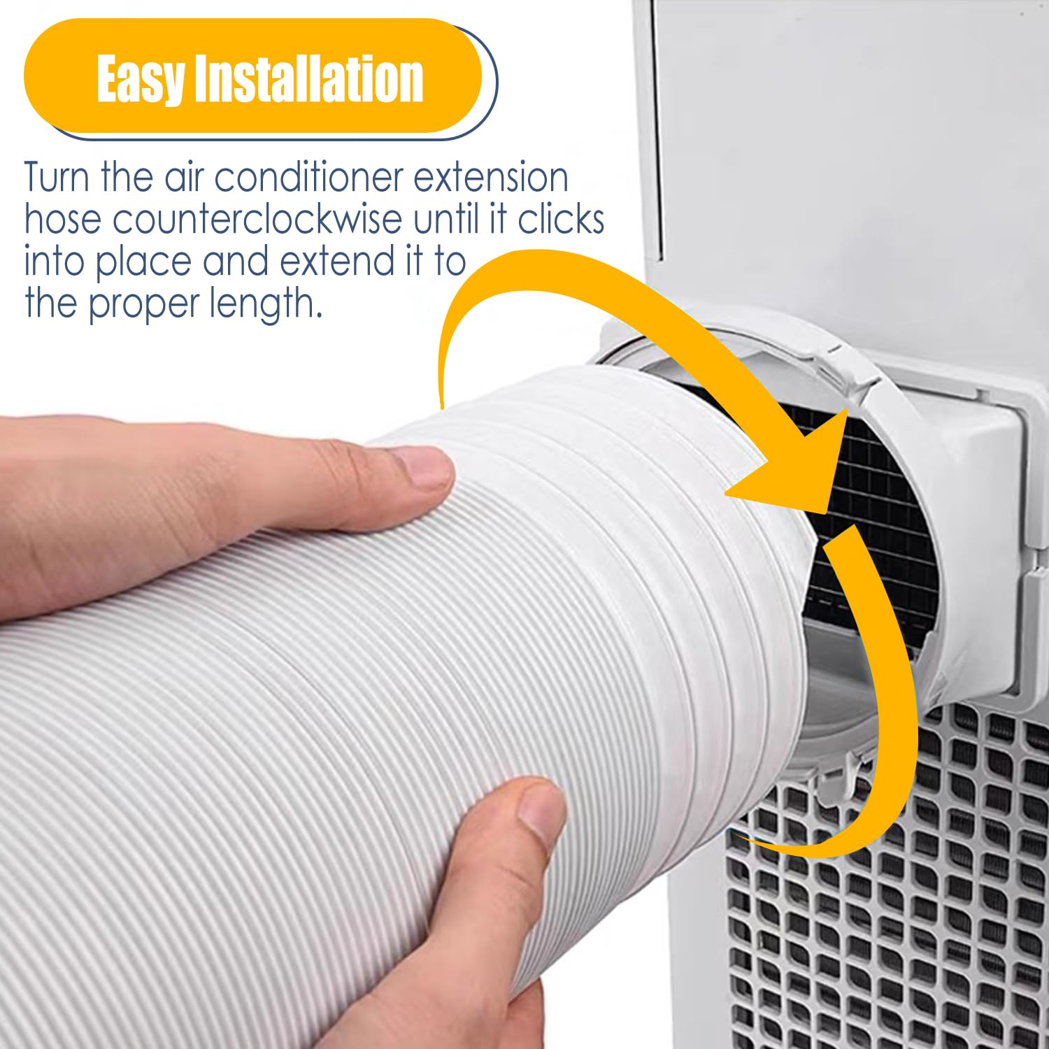 Tissting Tubo di prolunga per aria condizionata, 2 m, tubo di scarico, 150 mm, tubo corrugato in acciaio PP, bianco, 3 mm di spessore, accessori di riparazione per aria condizionata, cappa aspirante