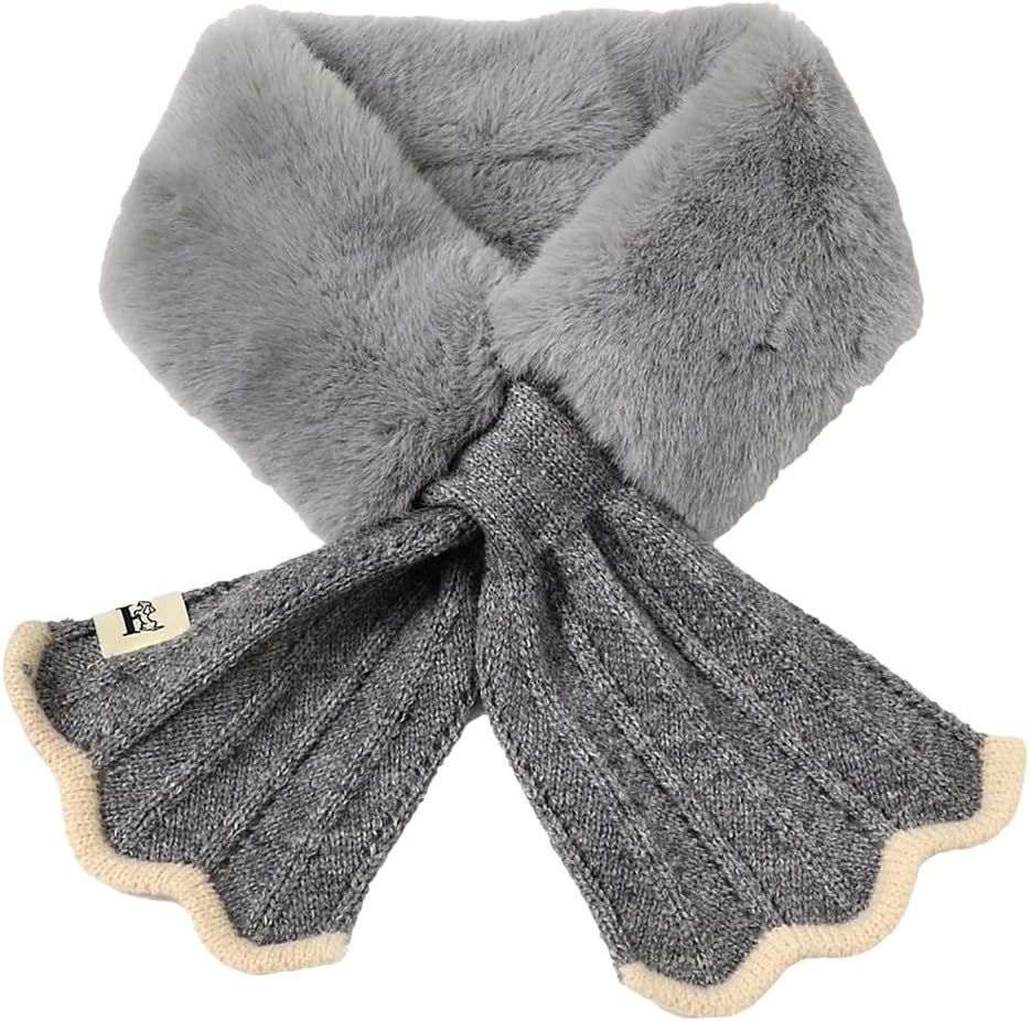 Women's Winter Scarf Soft Neck Warmer Cross Scarves Furry Thick Knitted Scarf Solid Collar for Casual Outdoor Wear