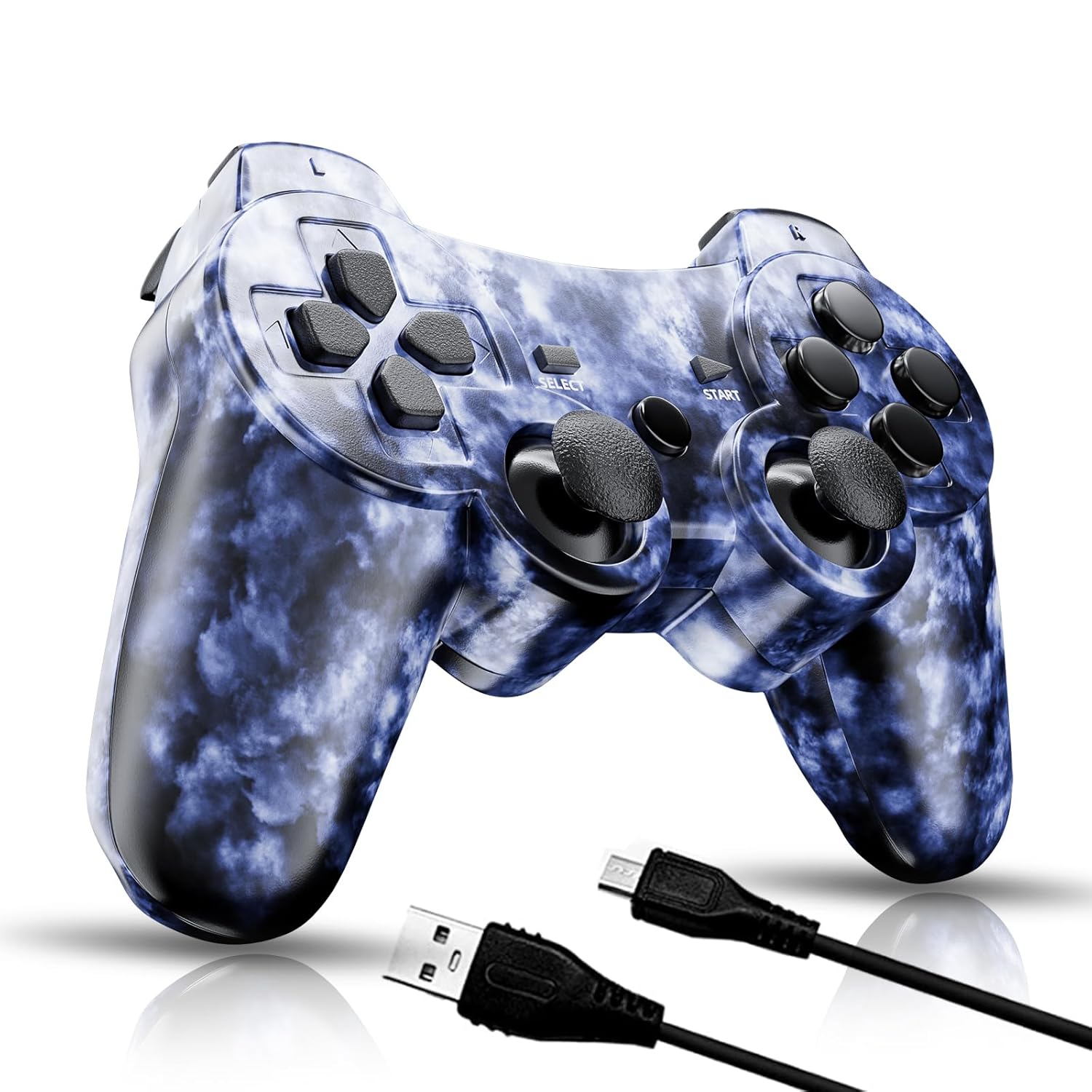 ISHAKO Controller for PS3, Wireless Controller for Sony PlayStation 3, Remote Control with 6-Axis High-Performance Motion Sense, Dual Vibration, 450mAh Battery with Charging Cable