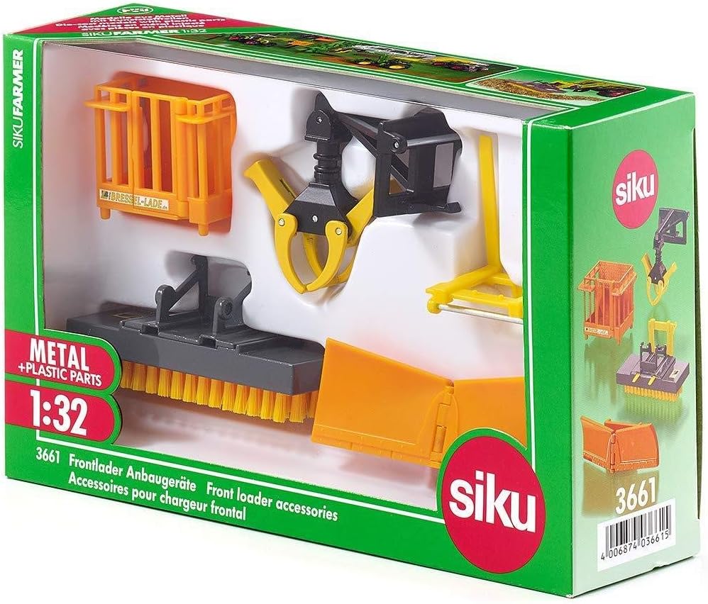 Siku 3661 Front Loader Attachments, 1:32, Metal/Plastic, Orange, Movable Parts