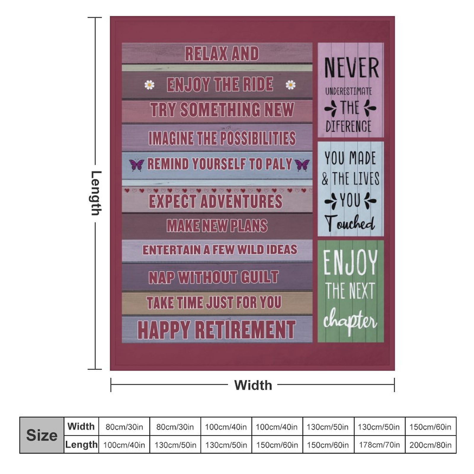 Luxury Bed Blanket Soft and Plush Ideal Retirement Blanket Perfect Retirement Gift for Woman, Non Pilling and Office Great Retirement Gifts for Colleagues (Letter Print)