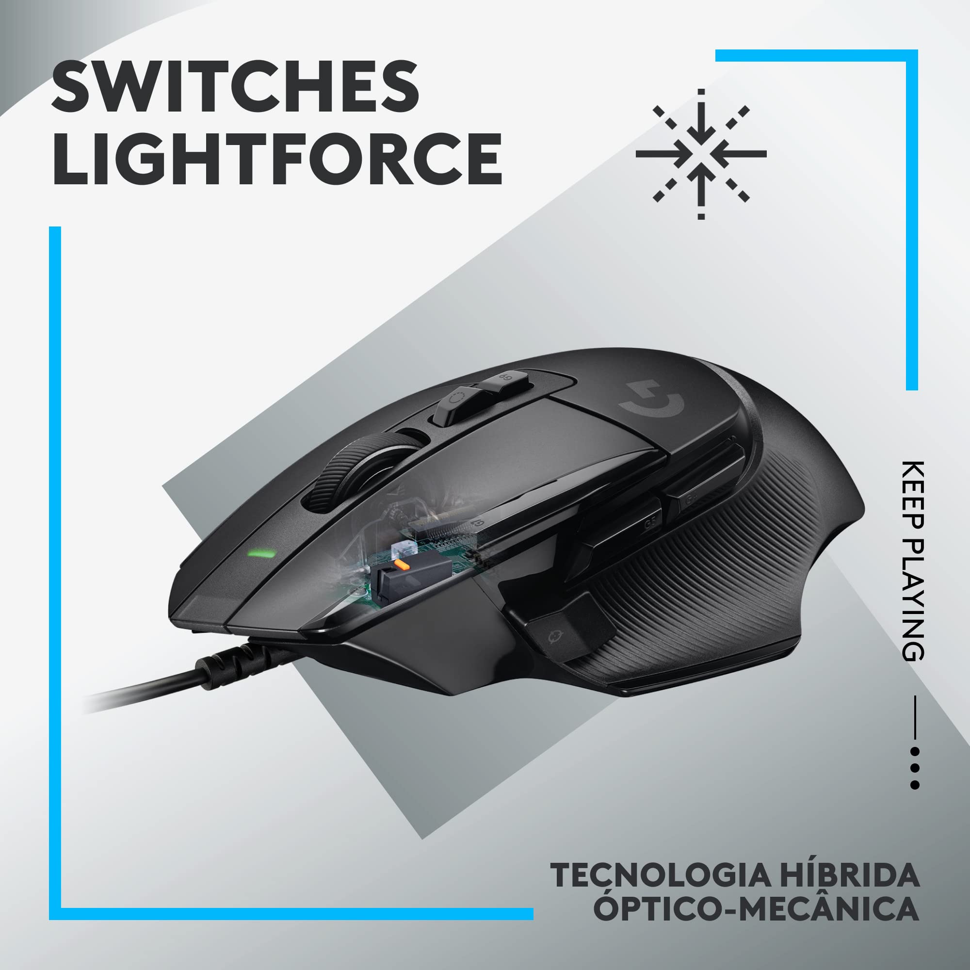 Mouse Gamer Logitech G502 X com Switch LIGHTFORCE, 13 Botões