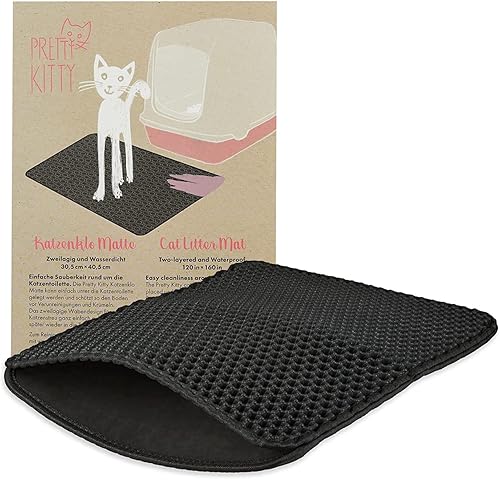 Tapete de arena para gatos en negro tapete pequeño para caja de arena para gatos de 12 x 16 pulgadas - Tapete para bandeja de arena para gatos -