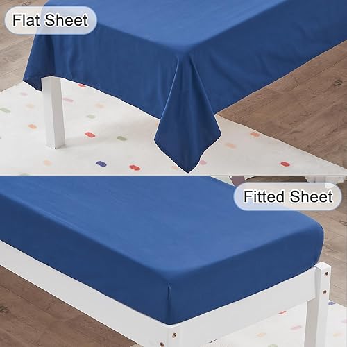 Miniatura 4 de Wowelife Juego de ropa de cama para niños pequeños, 4 piezas, color azul, juego de ropa de cama para niños y niñas, juego de edredón suave y ligero