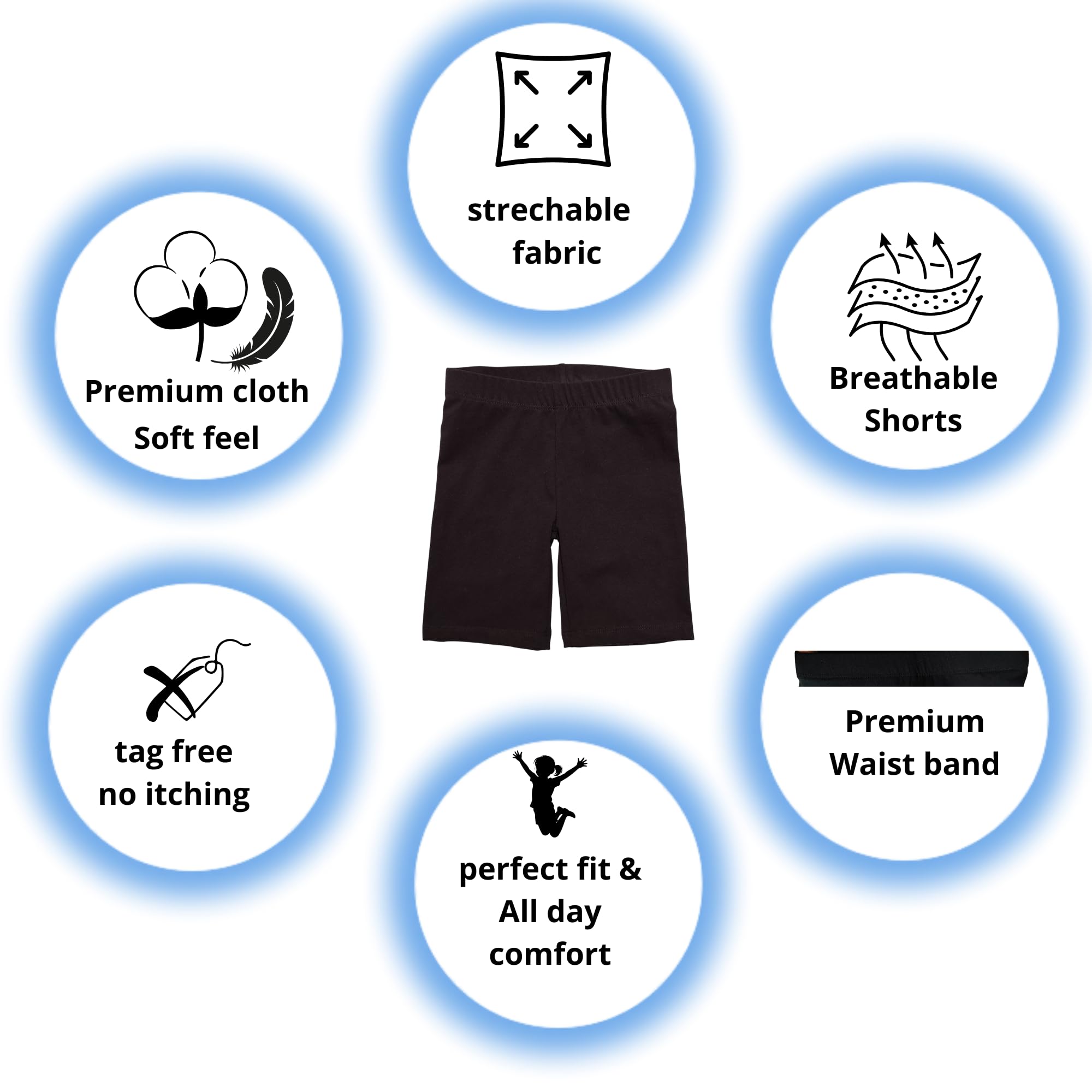 Joe & Joe Cycling Shorts for Girls | Soft Cotton Lycra | Pack of 3 Kids Inner Shorts, Yoga & Sports | Seamless Uniform Shorty. (in, Age, 3 Years, 4 Years, Regular, Black) 1
