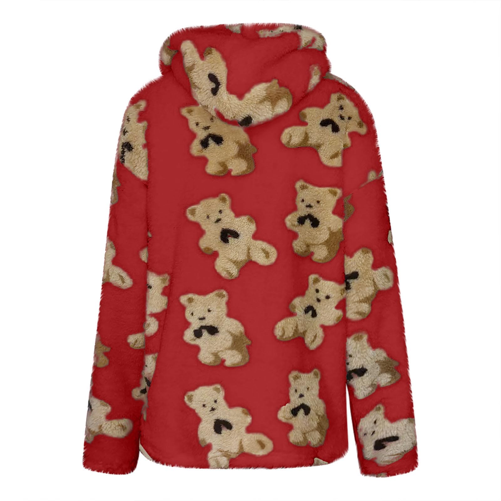 Felpa da donna con cappuccio sfocata con stampa di orsacchiotto, a maniche lunghe, con tasca, maglione caldo da donna, comodo, streetwear top per uso quotidiano, casa, lavoro o abbigliamento casual