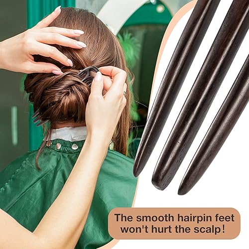 Miniatura 2 de Noverlife 2 palillos de madera para el cabello, horquilla de montaña en forma de U para mujer, peinado clásico, horquilla de madera artesanal de 2