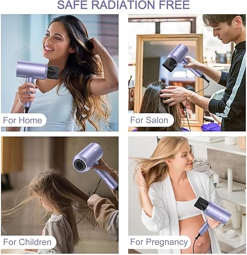 Miniatura 7 de slopehill Secador de Pelo Profesional Iónico, Potente Secador de 1800W de Secado Rápido y Bajo Ruido con 2 Concentradores, 1 Accesorio Difusor para