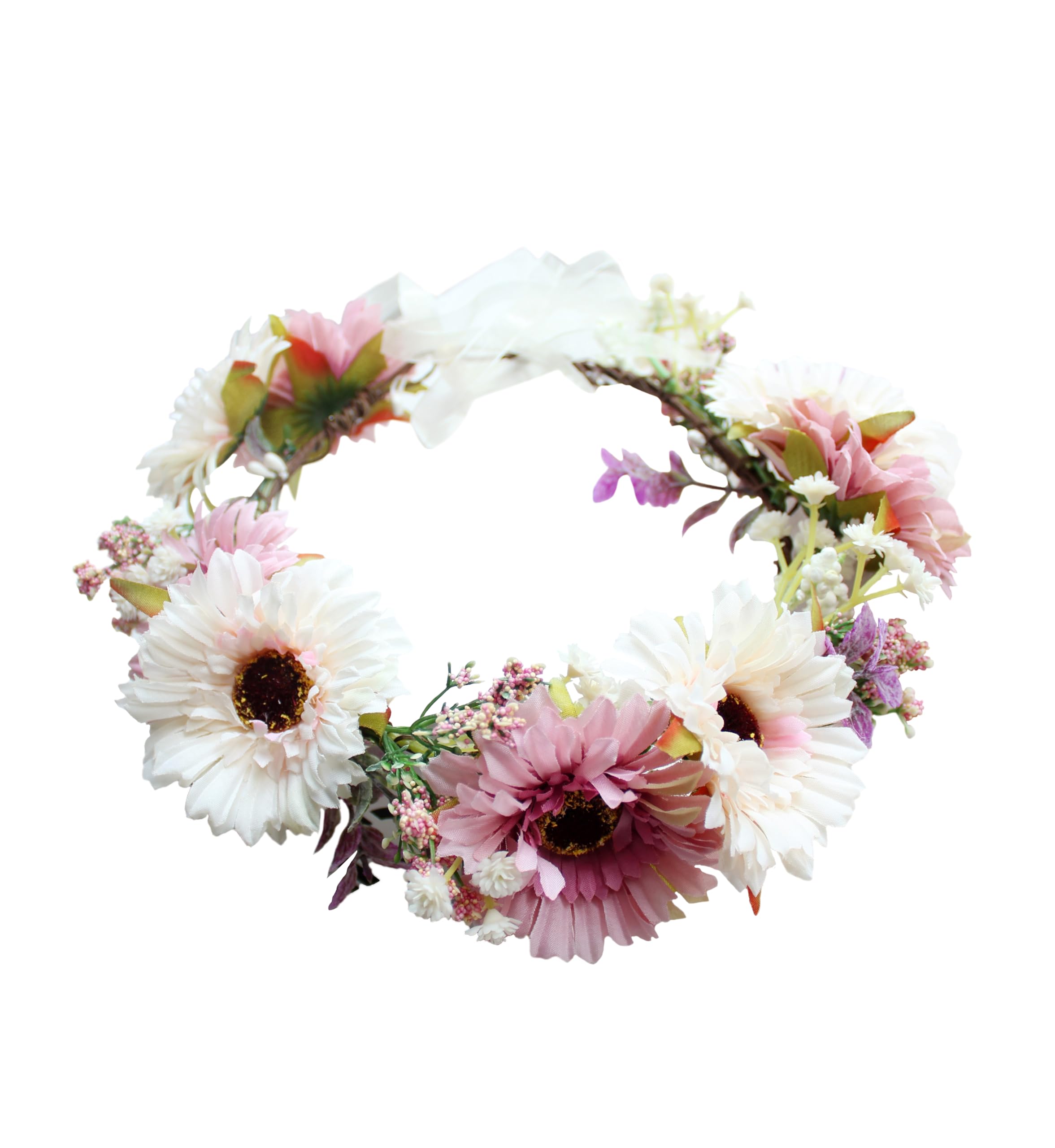 Vivivalue Daisy Flower Crown Floral Wreath Headband Halo Costume Women | Flower Hair Garland Flower Headpiece, Halloween Easter Wedding Party, Bridal Shower Cosplay Masquerade Prom Beach Princess