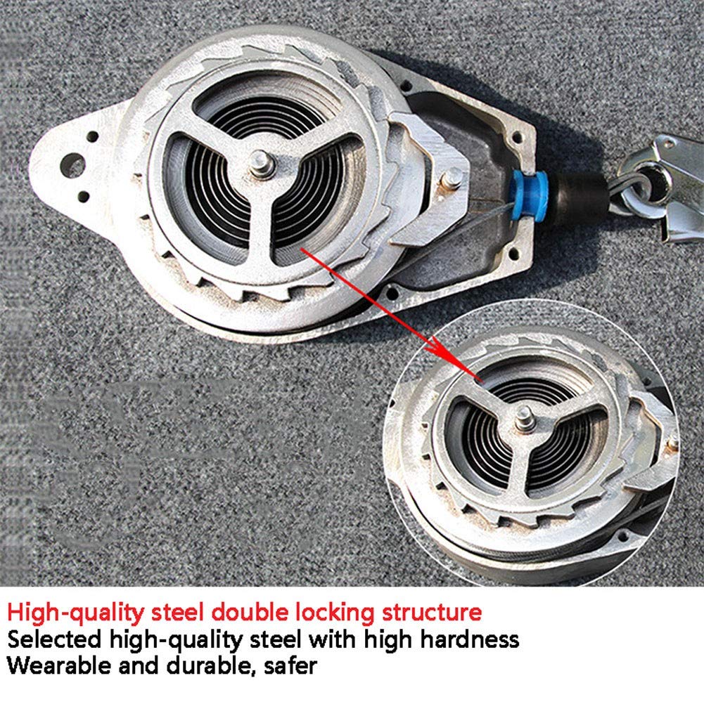 Antichute à Rappel Automatique avec Câble et Sangle Anti-Chute sur Corde, Double Verrouillage, Ligne de Vie Auto-Rétractable, Charge-150KG, Idéal pour Toiture et Déchafaudage10m