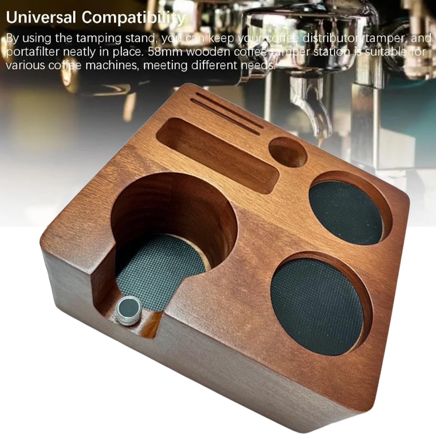 Tamper 58mm Barista,Aja De Café y Estación De Apisonamiento,Accesorio Para Cafetera Espresso Cuenta Con Ranura De Almacenamiento,Para El Tampón De Café y El Almacenamiento De Accesorios De Café