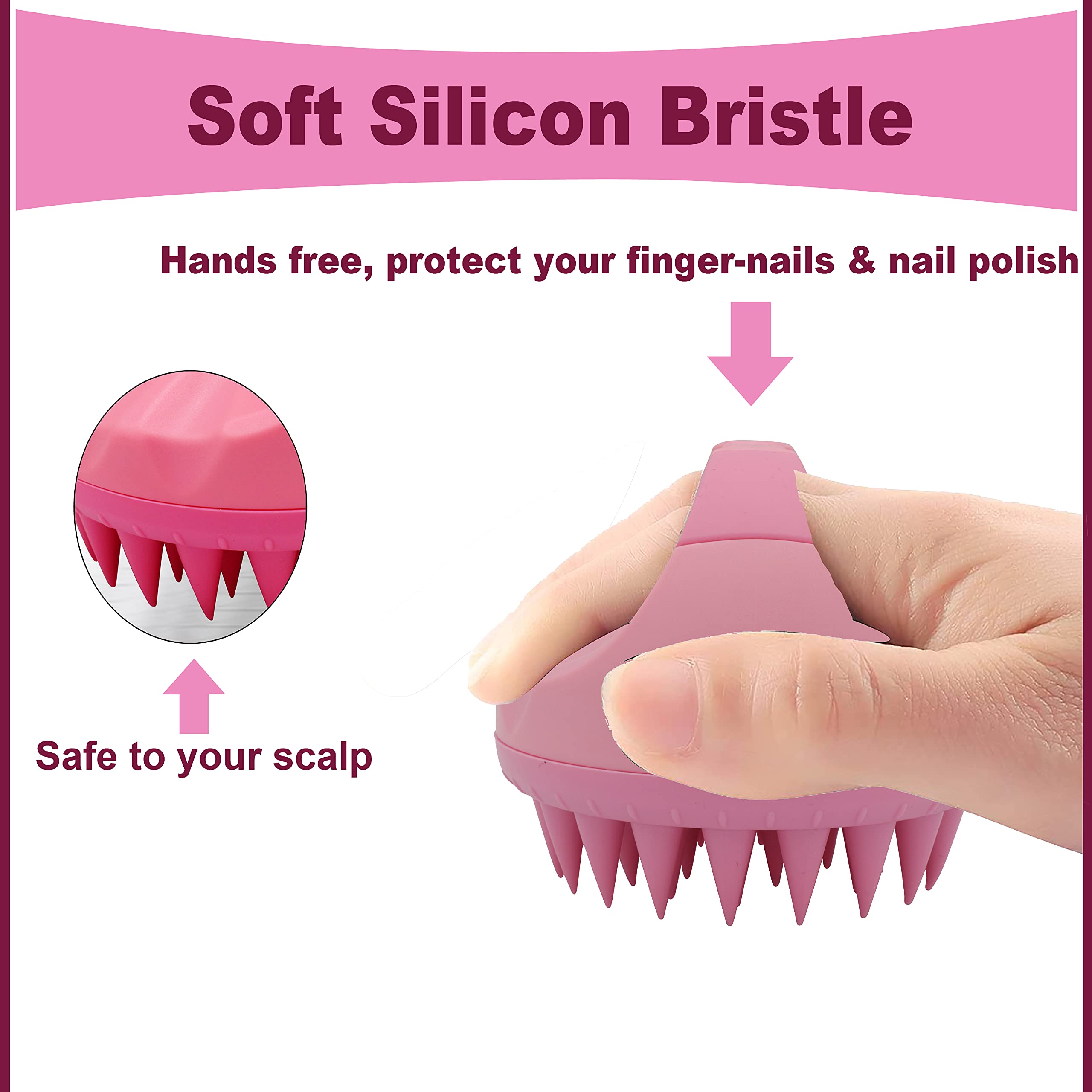 Seagull Flight Of Fashion Hair Scalp Massager, Shampoo Brush With Soft Silicone Bristles For Men and Women (Pack of 1 - Baby Pink) 1