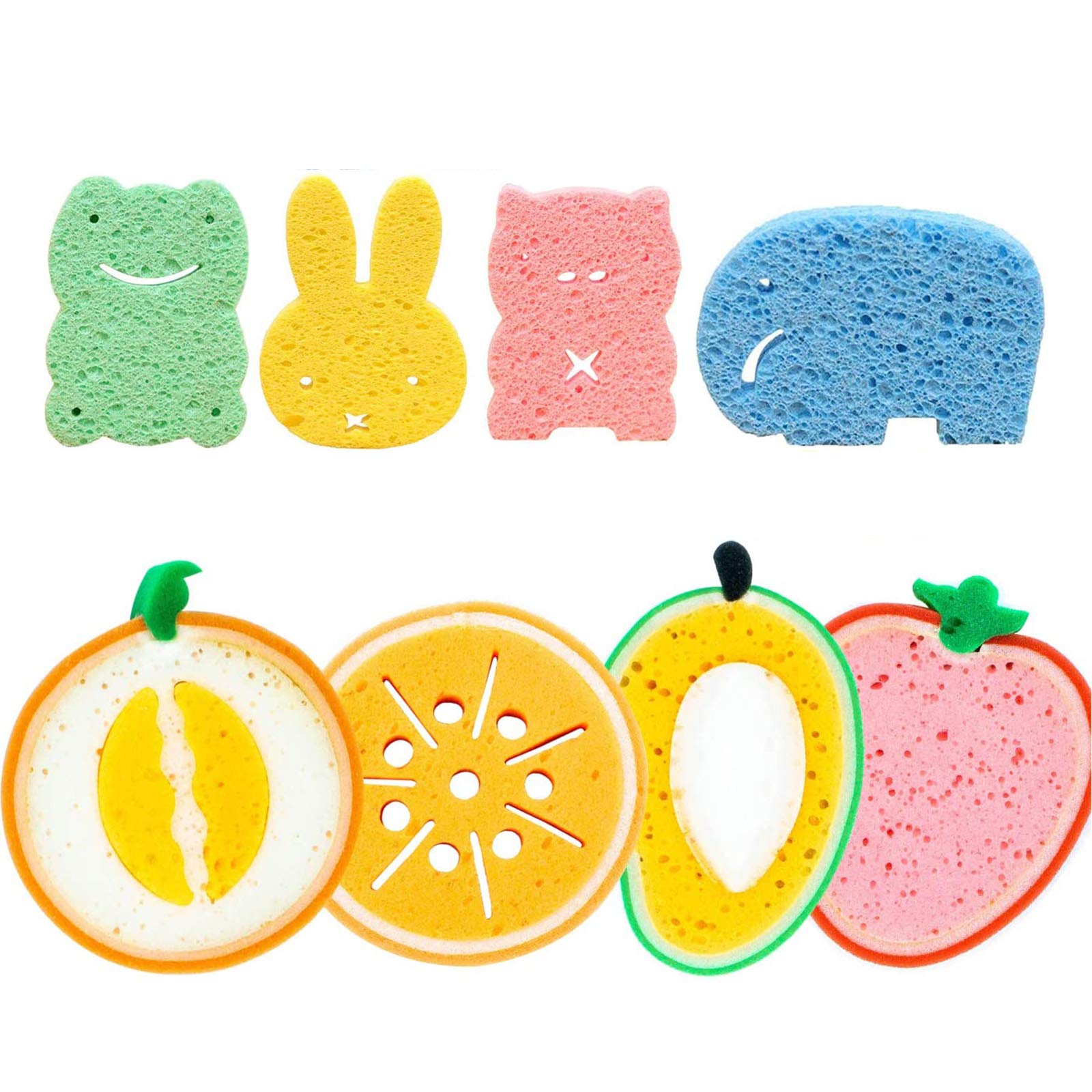 8 Piezas Esponjas de Baño para Niños, Baño Fregadoras para Niños, Linda Esponja de Baño, Adecuado para Lindas Herramientas de Baño para Niños, Fácil de Espumar y Protege La Salud de La Piel