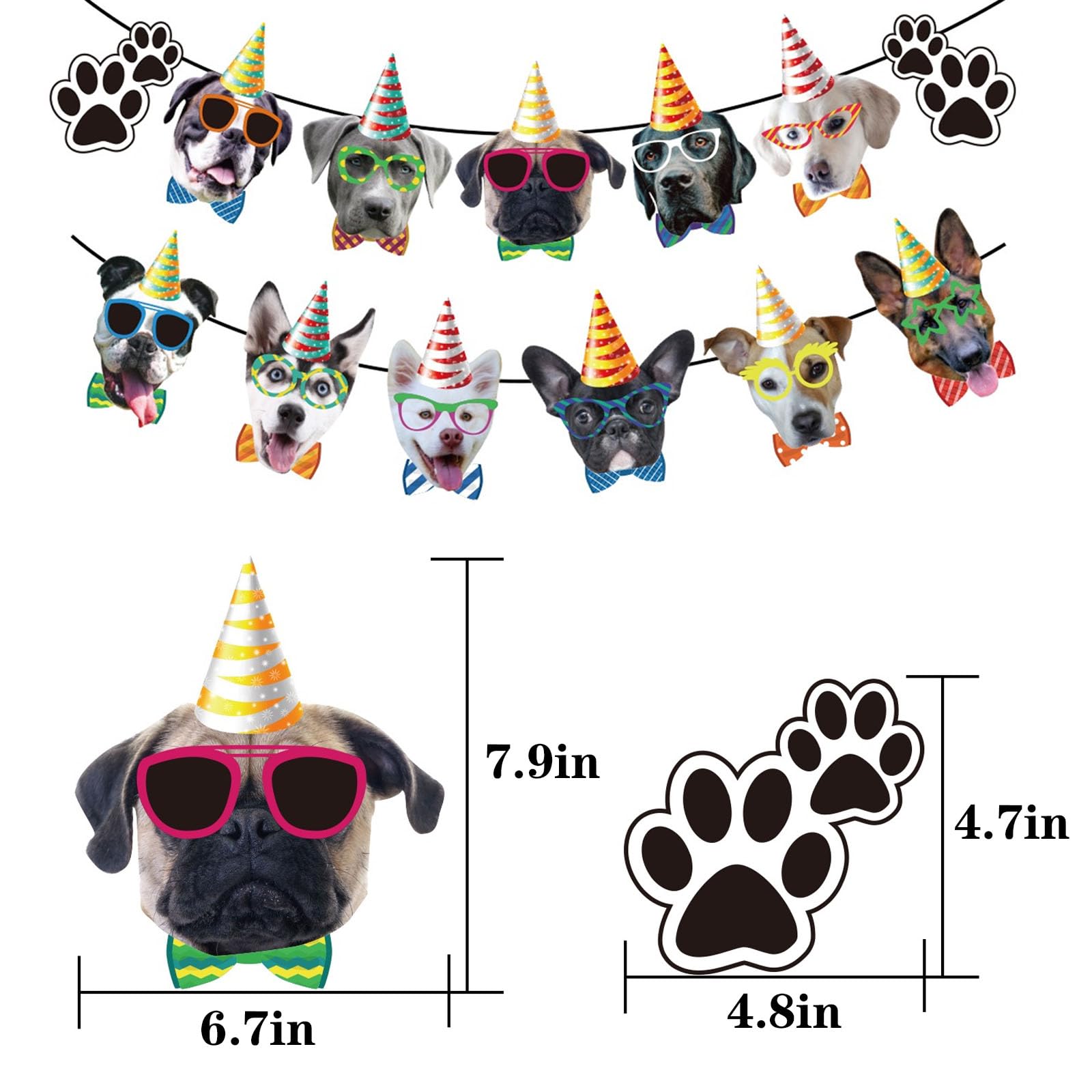 GOTPASS Dog Faces Claws Banner Dog Themed Banner Puppy Themed Birthday Party Supplies Dog Birthday Baby Shower Party Decorations